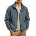 thumbnail image 3 of Men's Casual Solid Color Long Sleeve Jacket Stand Collar Outdoor Sporty Fashion Coat Breathable Travel Golf Hiking Fishing Tops Lightweight Modern Essential Gift for Him | JASKFLY,Dark Gray XL, 3 of 9