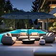 thumbnail image 4 of Gymax 15.5 FT Double-sided Patio Umbrella w/ Solar Lights Outdoor Twin Size Umbrella Navy, 4 of 10