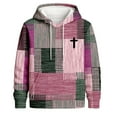 thumbnail image 4 of Arlun Oversized Faith Cross Print Striped Hoodies for Women Loose Comfy Long Sleeve Pullover Sweatshirts Fall Christian Drawstring Hooded Pullovers with Pocket Pink XXXXXL, 4 of 4
