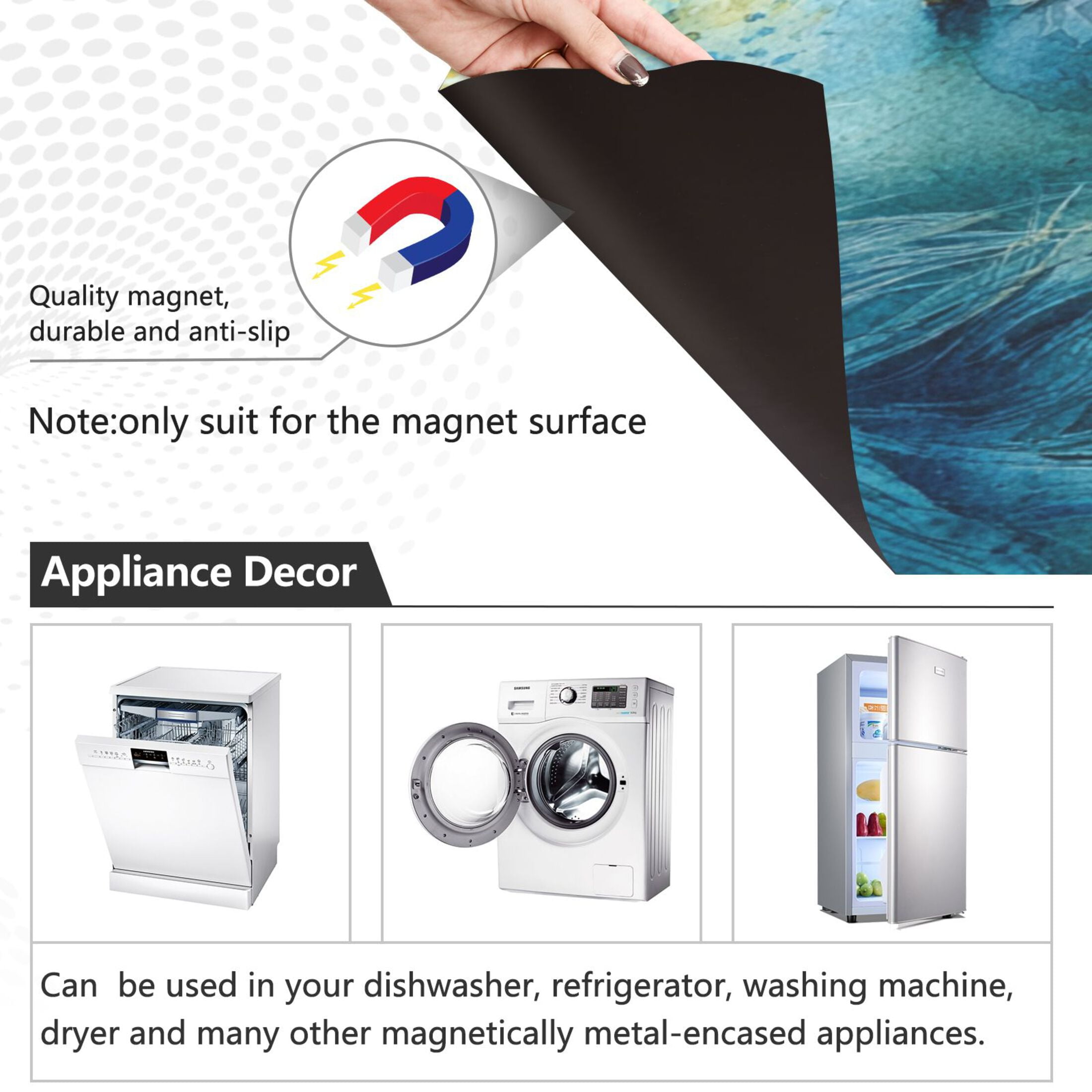 Dishwasher Magnetic Sticker 23x26 Inch Refrigerator Magnetic Sticker Washing Machine Magnetic Sticker Kitchen Panel Magnetic Sticker Home Decor Watercolor Blue Lion