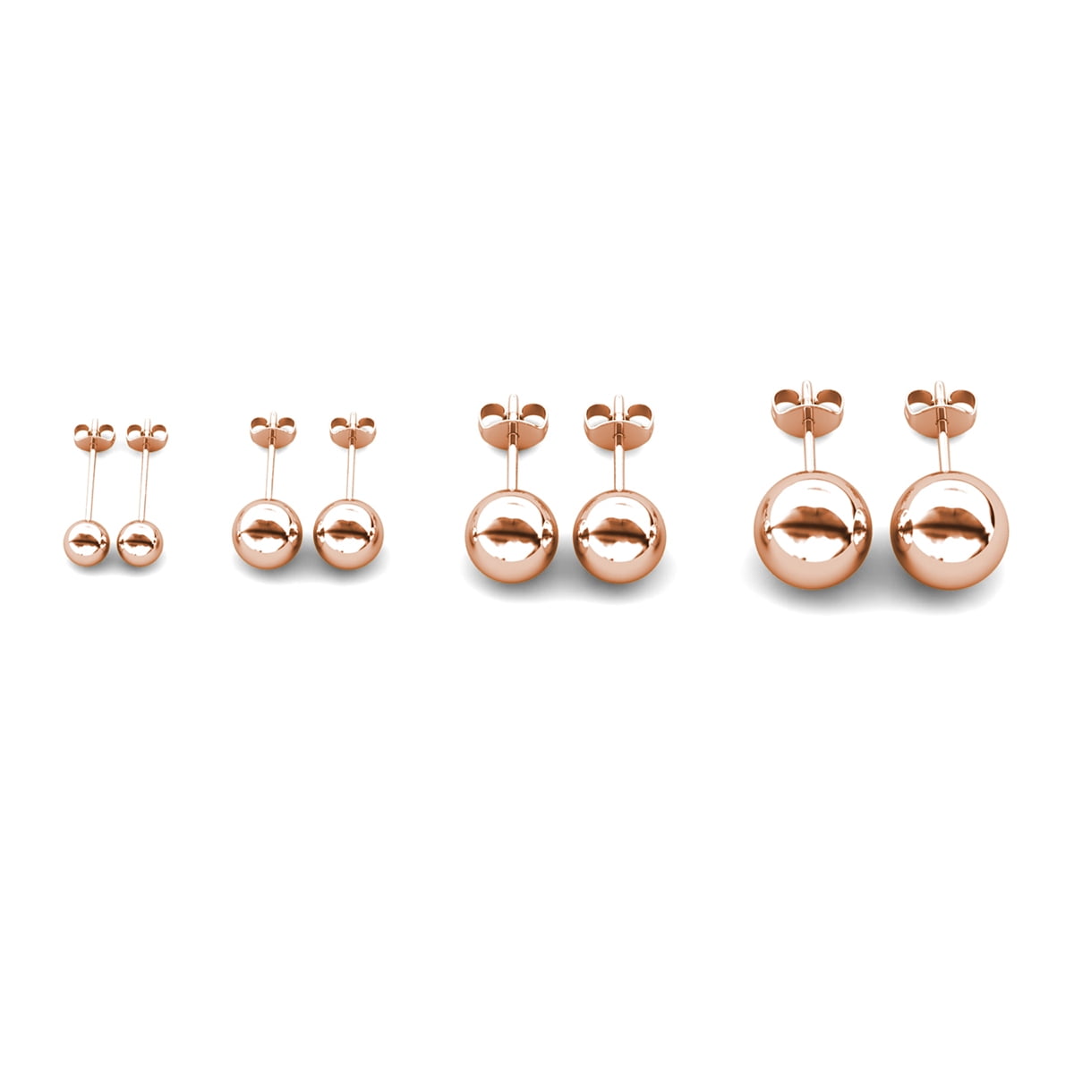 Cate & Chloe Harper Brass Rose Gold Plated 8mm Round Ball Women's Dainty Stud Earrings