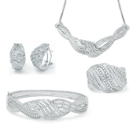 - 2.00 Cttw Diamond Swirl 4 piece Jewelry set
