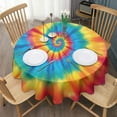 thumbnail image 3 of Colorful Tie Dye Mandala Pattern Round Tablecloth 60"x60",Wrinkle Wipeable Table Cloth for Kitchen Dining Room Picnic Patio Party, 3 of 6