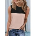 thumbnail image 5 of Women Casual Summer Round Neck Colorblock Sleeveless Tank Top Black+ XL, 5 of 6