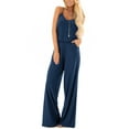 thumbnail image 2 of Lacozy Womens V Neck Loose Sleeveless Spaghetti Strap Wide Leg Pants Jumpsuit Rompers, 2 of 5
