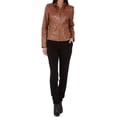 thumbnail image 3 of New Women's Leather Motorcycle Biker Jacket 100% Genuine Soft Lambskin Brown W131, 3 of 4