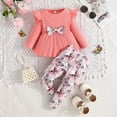 thumbnail image 2 of Baby Girls 2 Piece Outfits Butterfly Graphic Printed Long Sleeve Clothes Printed Trousers Casual Toddler Outfits for Girls，Pink，6-9 Months, 2 of 7