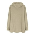 thumbnail image 5 of ClodeEU Womens Knit Hooded Sweaters, V Neck Button Down Shirt With Drawstring ,Henley Pullover Tops Khaki,Womens Plus L, 5 of 6