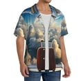 thumbnail image 2 of Gukieu Sunset Airplane Travel View Print Men's Short-sleeved Shirts, Button-down Pocket Shirts, T-shirts, Beach Vacation Travel Summer Clothing-Large, 2 of 5
