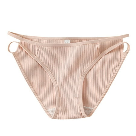 

Women s Underwear Soft Sexy String Panties Japanese Style Solid Color Seamless Mid Waist Briefs Fashion Sexy Antibacterial Cotton Brief Panties Beige M