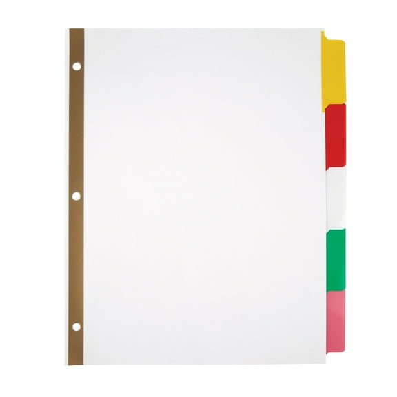 Office Depot Erasable Big Tab Dividers, 5-Tab, Assorted Colors, Pack Of 2 Sets, 3585478683