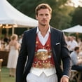 thumbnail image 3 of Yuyamidu Highland Cow Men's Classic Slim Fit Dress Vest Formal Wedding Prom Tuxedo Suit Vest with Pocket Lightweight Christmas Waistcoat Size S, 3 of 7