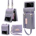 thumbnail image 1 of Leather Folio Flip Wallet Case Compatible With Samsung Galaxy Z Flip 4 With Wrist Strap & Card Slots, 1 of 2
