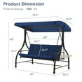 thumbnail image 6 of AECOJOY 3 Person Canopy Steel Porch Swing, Converting Swing Glider Hammock-Dark Blue, 6 of 7