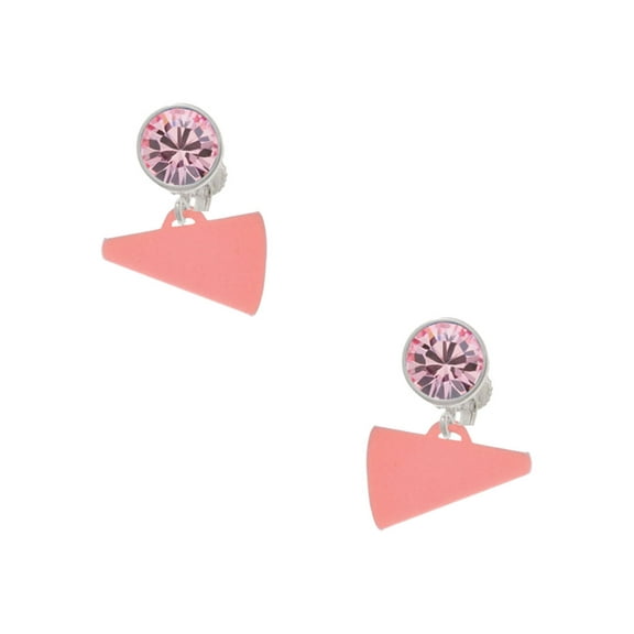 Delight Jewelry Acrylic 3/4" Pink Megaphone Pink Crystal Clip on Earrings