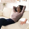 thumbnail image 4 of Patbrela 101" Oversized Corduroy Sofa with Storage, 24" Extra Deep Seat Couch, Comfy Upholstered with Cup Holder, 2 Pillows, Beige, 4 of 12