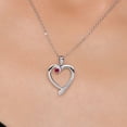 thumbnail image 3 of Gem Stone King 925 Sterling Silver Red Created Ruby and White Moissanite Heart Pendant Necklace for Women | 0.27 Cttw | Gemstone July Birthstone | Round 3.5MM | With 18 inch Chain, 3 of 6