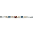 thumbnail image 2 of 925 Silver and 10K Yellow Gold Red Garnet and Persian Blue Moissanite and White Lab Grown Diamond Bracelet for Women (1.96 Cttw, January Birthstone, Oval Checkerboard, Wheat Chain, 7 inches), 2 of 5