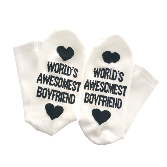 YIGSECU World's Awesome Boyfriend Girlfriend Funny Letter Socks Novelty Anniversary Gift