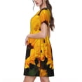 thumbnail image 2 of Naloa Flower Bush Sunflower Print Womens Summer A-Line Dress with Pockets,Short Sleeve Dresses,Flowy Beach Swing Dress for Vacation Travel, 2 of 6