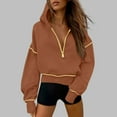 thumbnail image 2 of Weiqiqre Women's Sweatshirts Fall Hooded Sweatshirts Long Sleeve Half Zip Cropped Hoodies Pullover Winter Fashion Clothes, 2 of 6