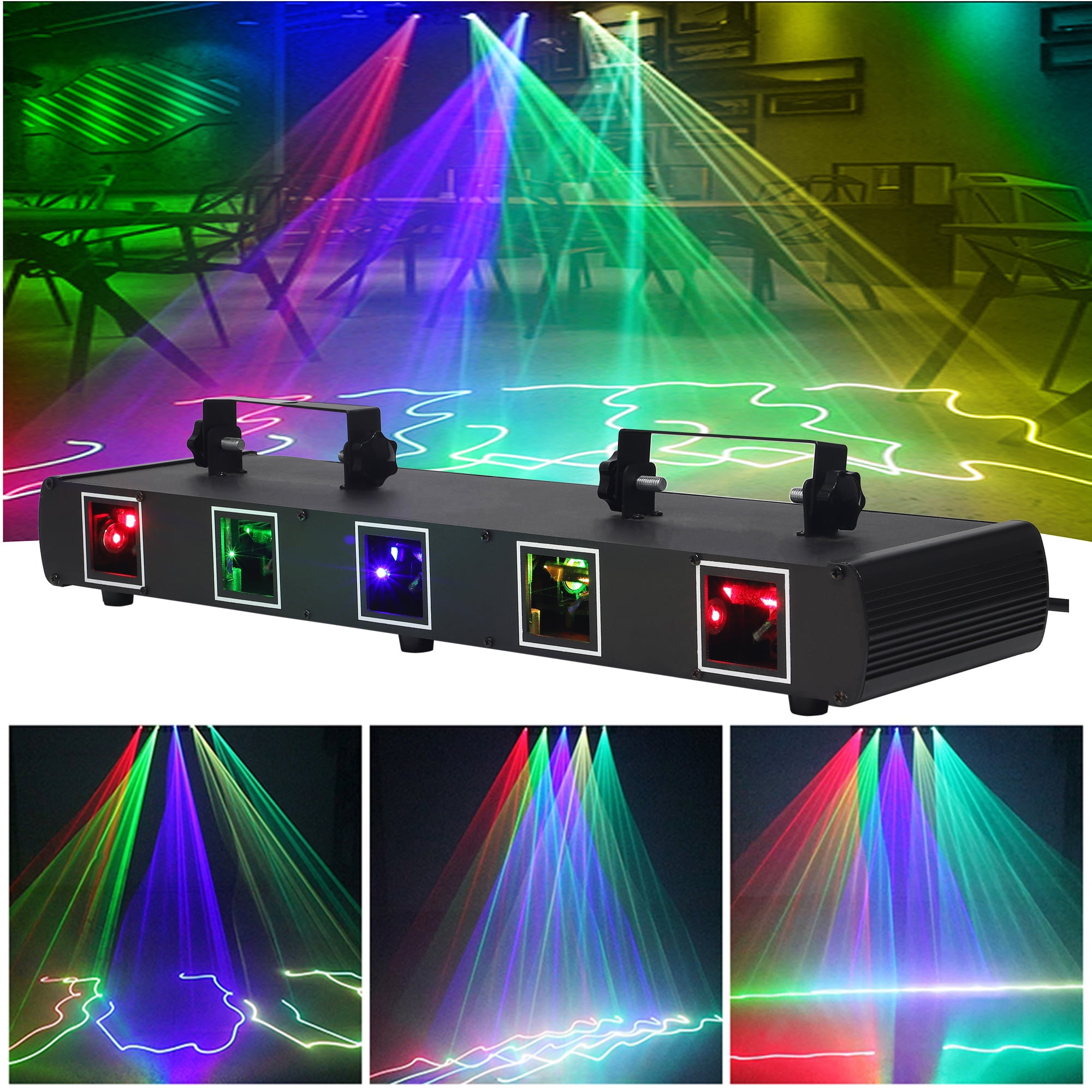 RGBYC Fivehole DJ Laser Light LED Disco Stage Party Lights Sound Activated Laser Beam Projector
