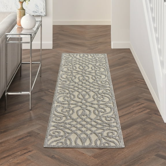 Nourison Palamos Indoor/outdoor Casual Contemporary Cream Grey Area Rug