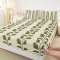 thumbnail image 3 of jejeloiu Vintage Leaves Pattern Bed Sheets,Green Beige King Sheets For Kids 4pcs, 3 of 7