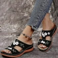 thumbnail image 3 of Leather Flower Embroidered Vintage Casual Soft Footbed Orthopedic Arch-support Sandals, 3 of 3