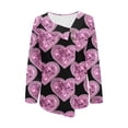 thumbnail image 4 of Jewelreauty Women Long Sleeve V Neck Shirts Printed Pullover Casual Button Cozy Tops Lightweight Outdoor Blouses (2XL, Pink-D), 4 of 5
