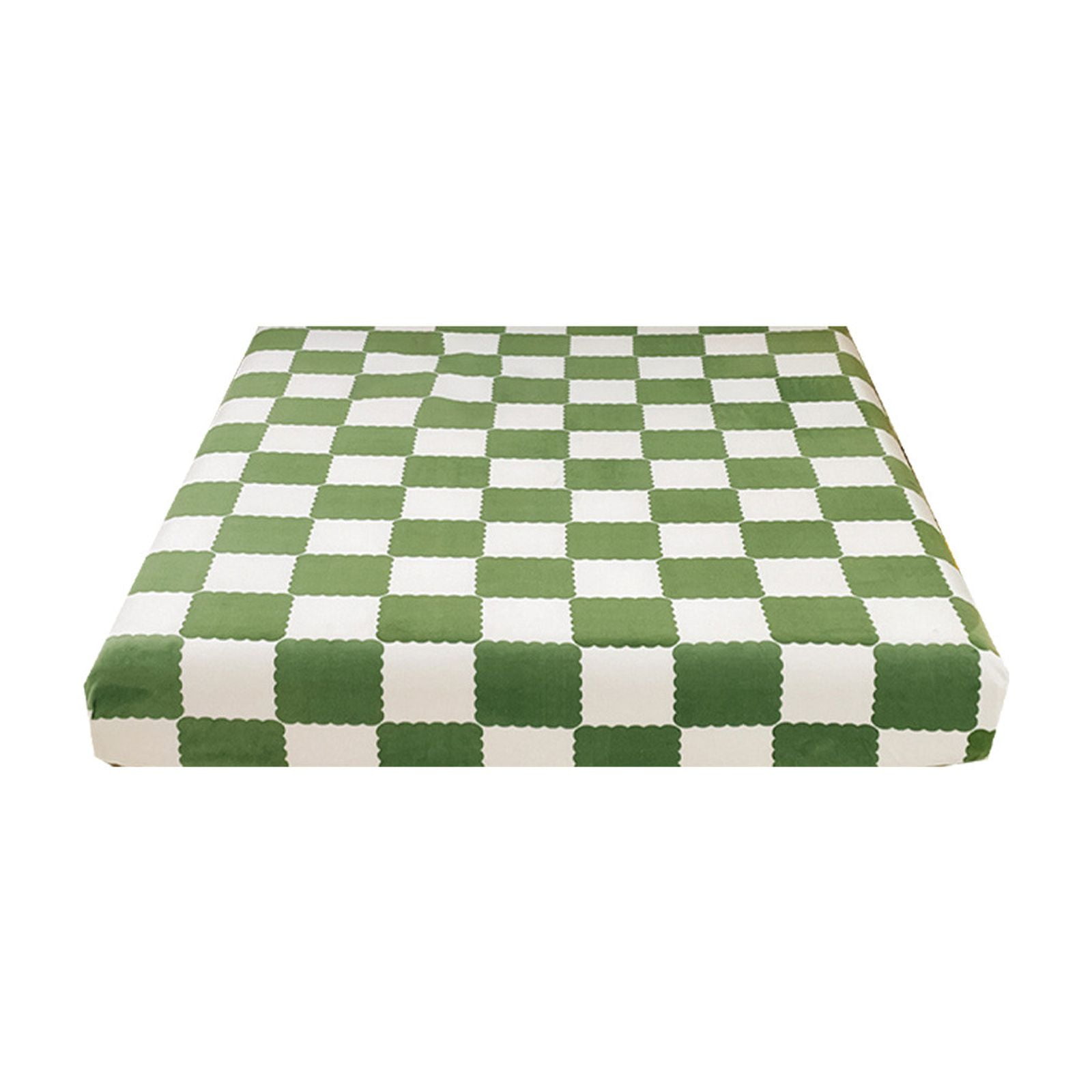 Quilted Fitted Sheet Winter Warm, Checkerboard Pattern Mattress Protector – Breathable Non-Slip Pocket Design, Soft Polyester Bed Cover for Care Bed, Home or Guest Room