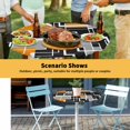 thumbnail image 6 of Elastic Fitted Round Tablecloth, Burnt Orange Black Geometric Waterproof Stretch Table Cover for 55"-60" Tables, Modern Color Block Abstract Washable Outdoor Tablecloths for Patio, Picnic, Camping, 6 of 9