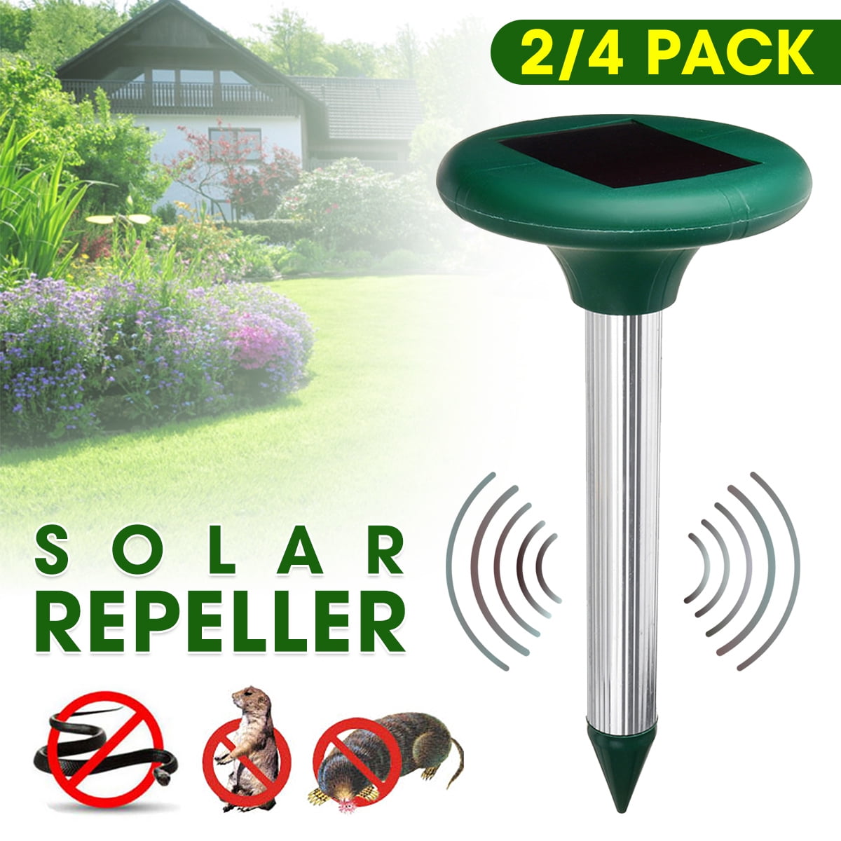 2/4Pack Solar Power Ultrasonic Mouse Repellent Solar ...