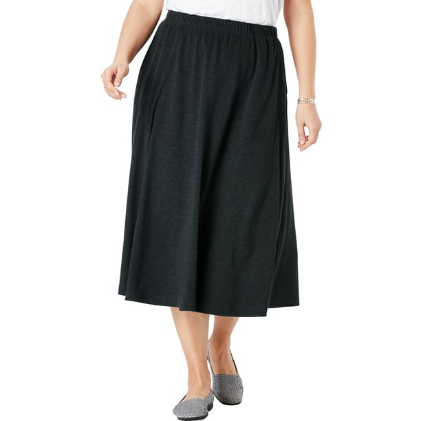 Woman Within - Woman Within Plus Size 7-day Knit A-line Skirt - Walmart ...
