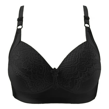 

Cathalem Sports Bra Padding Womens Breathable Comfort Bra Without Steel Ring Lace Push Up Bra plus Size Bras for Women Push up Underwear Black 95C