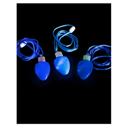 Blue Flashing Light-up Blinking Christmas Bulb Pendant LED Costume Necklace