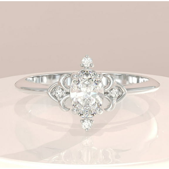 vylahjewellery Female Engagement Rings 10K Yellow Gold Oval Cut Moissanite Diamond Ring Vintage Inspired Wedding Promise Ring for Women Wedding Anniversary Unique Ring