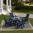 thumbnail image 4 of Palms 5-Piece Modern Adirondack Chairs Square Trestle Table Dining Set, 4 of 9
