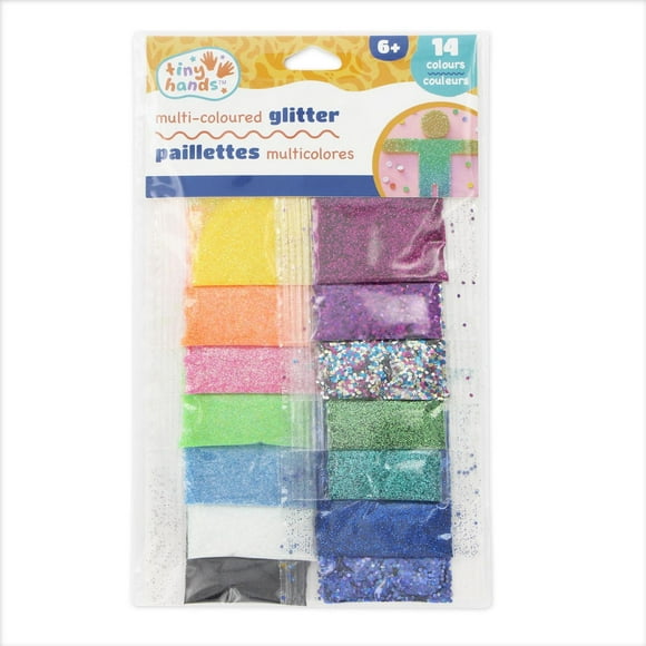 TINY HANDS Multi Coloured Glitter, 14 Colours, Age 6+, Kids, Craft Projects, Decoration