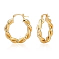 thumbnail image 1 of Women's Twisted Gold Hoop Earrings Thick Hoop Hypoallergenic, 1 of 5