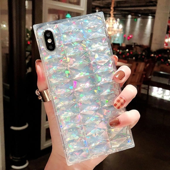 Iphone 8 4 7 Square Diamond Prism Holographic Laser Rainbow Soft Case Walmart Com