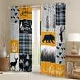 thumbnail image 2 of Deer Bear Blackout Curtains,Blue And Grey Buffalo Plaid Curtains & Drapes Woodland Animal Curtains Hunting Lodge Country Window Treatments Rustic Farmhouse Cabin Bedroom Decor, 52"Wx84"L, 2 of 5
