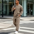 thumbnail image 6 of Dwellite Men’s 2 Piece Sweatsuit Set 2026 Crewneck Sweatshirt and Joggers Sets Casual Athletic Workout Lounge Outfit with Pockets Light Brown L, 6 of 7