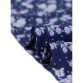 thumbnail image 6 of INSPIRE CHIC Women's Shirred Tops Crew Neck Short Sleeve Keyhole Back Floral Blouse L Dark Blue, 6 of 7