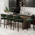 thumbnail image 3 of Memoryfield Upholstered Bar Stools Set of 4, Counter Height Barstools, Linen Fabric Curved Back, Kitchen Island & Dining Room, Green, 3 of 9