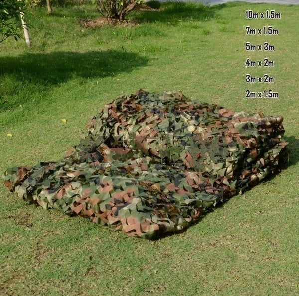 Hunting Military Camouflage Net Woodland Leaves Camo Netting Cover 7m x 1.5m 