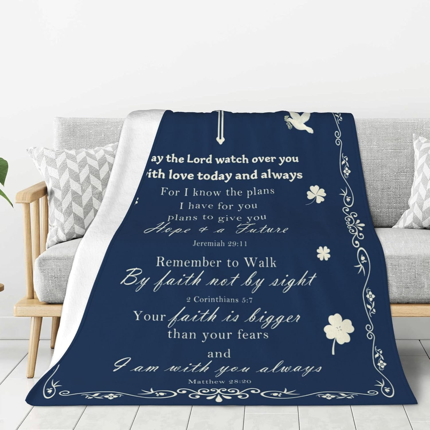 Christian Gifts: Inspirational Spiritual Scriptures, Catholic Bible Verse Blessed Blanket Prayer Praying Faith Men Woman Birthday Gifts