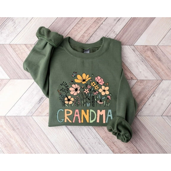 Sam Soft Grandma Sweatshirt With Names, Grandma Wildflowers Shirt, GrandNames Sweatshirt, Grandma Crewneck, Mother'S Day Grandma Gift
