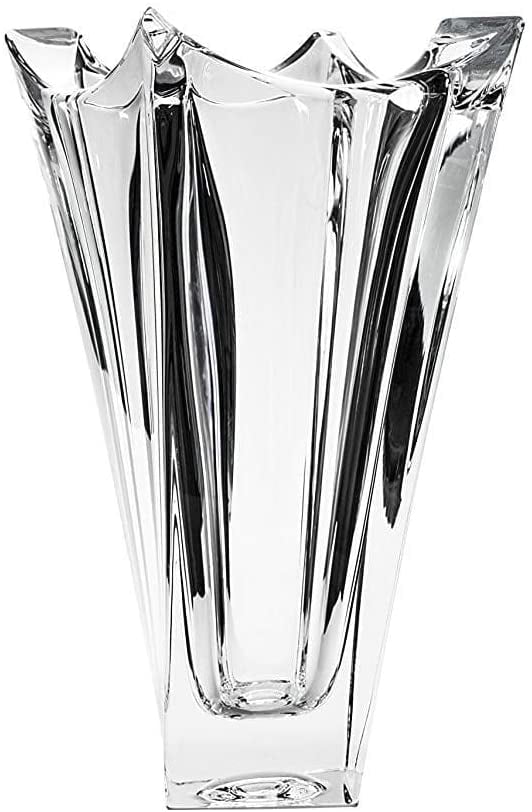 Flower Crystal Glass Vase 12" Clear Bud Vase Home Decor Czech Bohemia Crystal 