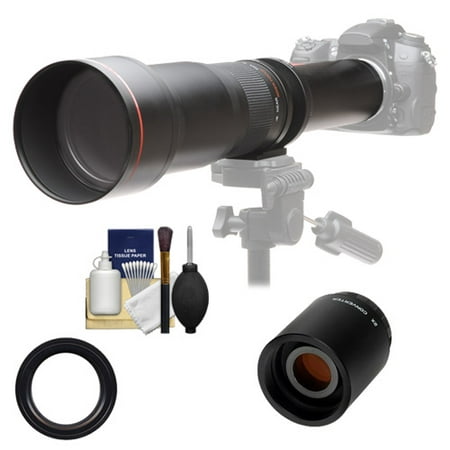 Vivitar 650-1300mm f/8-16 Telephoto Lens with 2x Teleconverter (=2600mm) Kit for Canon EOS Rebel SL1, T3, T3i, T5, T5i, 70D, 6D, 7D 5D Mark II III